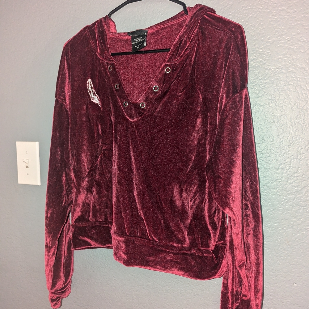 Harry Potter dark red burgundy feather velour velvet hoodie sweatshirt and short
